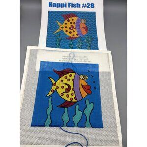 Vtg Happi Fish #28 Handpainted Needlepoint Canvas By Sundance Designs
